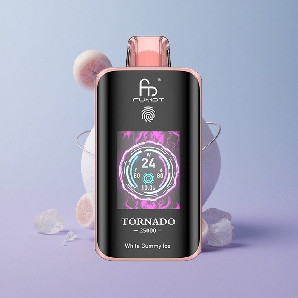 Fumot Tornado 25000 Witte Gummy IJs met HD-scherm