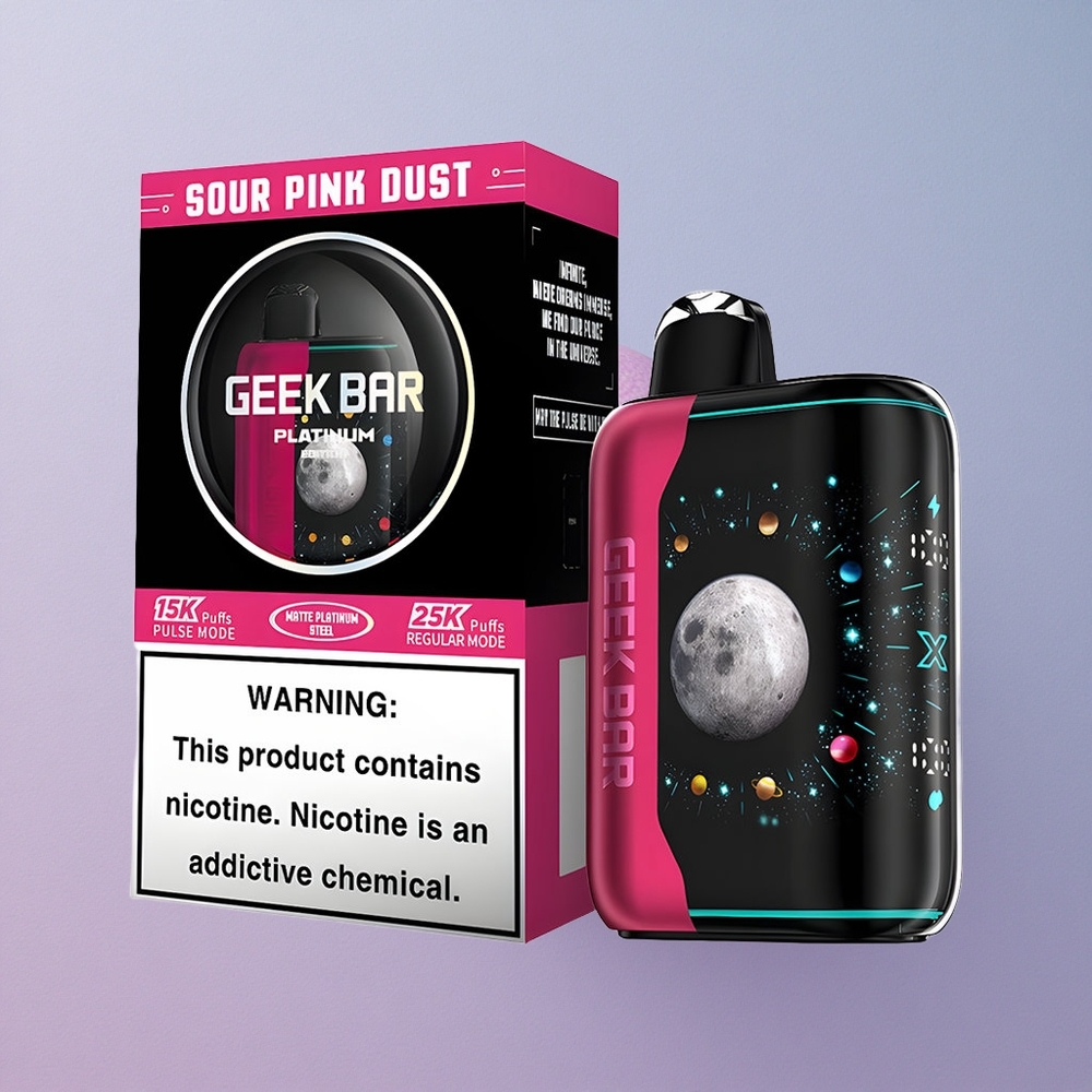 GEEK BAR Platinum Edition 25000 Zure Roze Stof met Dual Mesh Coil