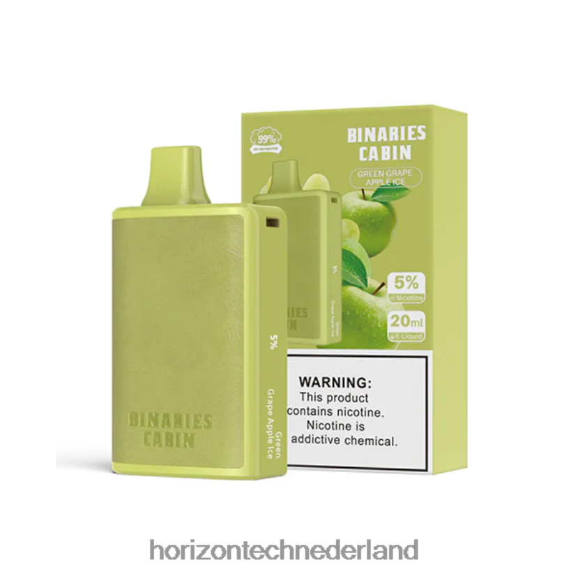 HorizonTech Binaries Cabin wegwerp 20 ml groen druivenappelijs VDB6JJ56 - Horizon Tech Vape Coils