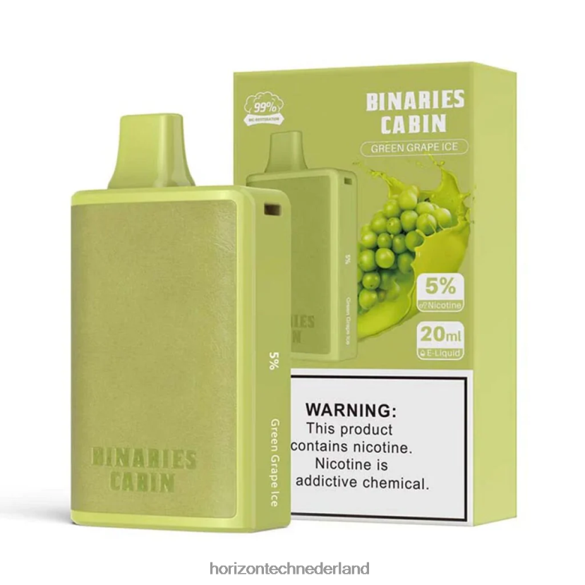 HorizonTech Binaries Cabin wegwerp 20 ml groen druivenijs VDB6JJ57 - HorizonTech Nederland