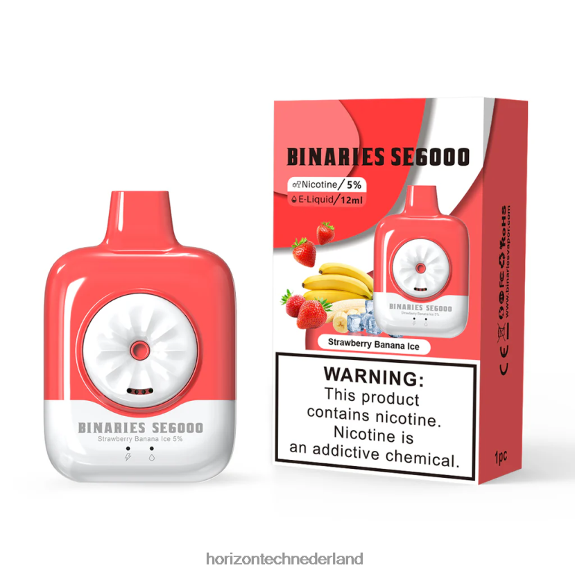 HorizonTech Binaries Cabin wegwerp se 12ml aardbei-bananenijs VDB6JJ134 - Horizon Tech Vape