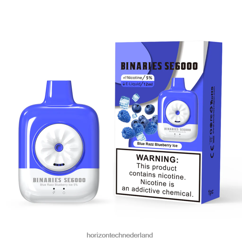 HorizonTech Binaries Cabin wegwerp se 12ml blauw razz bosbessenijs VDB6JJ141 - HorizonTech Vape