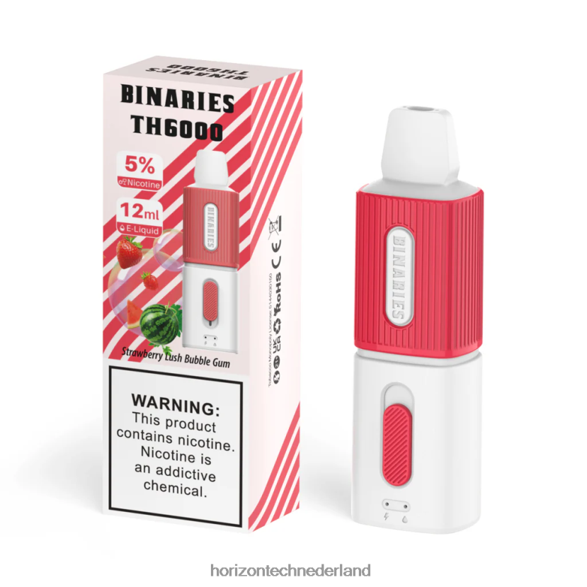 HorizonTech Binaries Cabin th6000 wegwerp 12 ml aardbei weelderige kauwgom VDB6JJ117 - HorizonTech Nederland