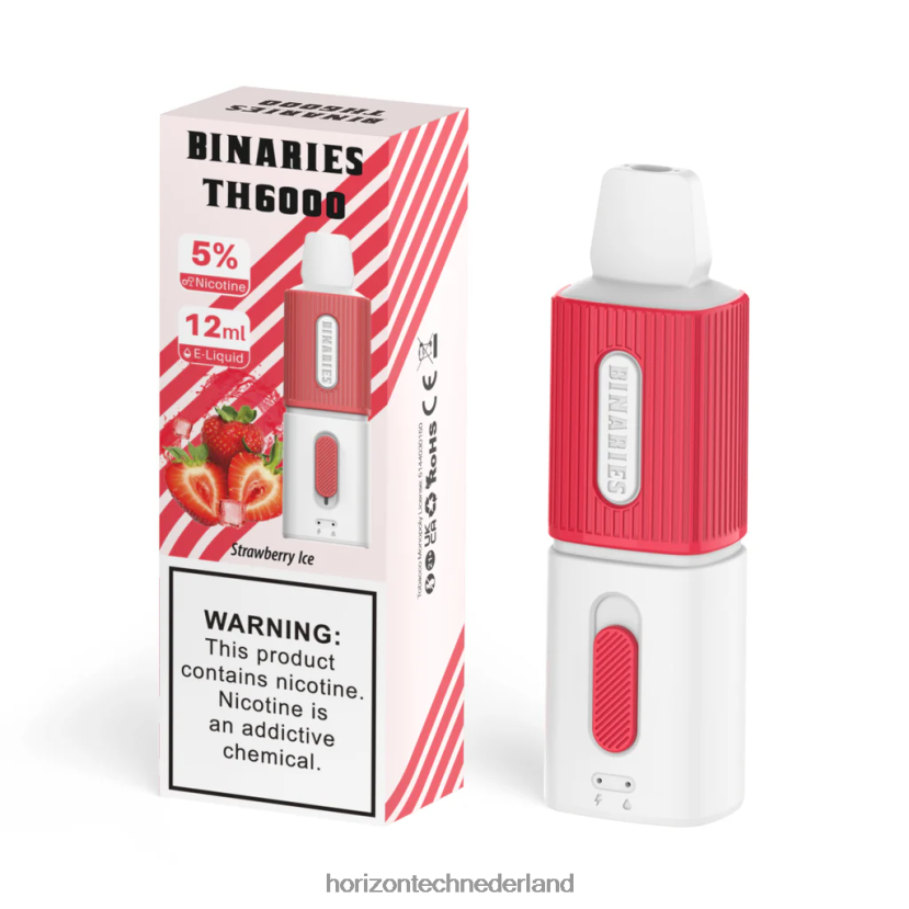 HorizonTech Binaries Cabin th6000 wegwerp 12 ml aardbeien ijs VDB6JJ4 - Horizon Tech Vape