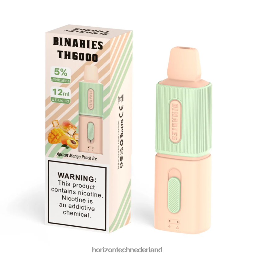 HorizonTech Binaries Cabin th6000 wegwerp 12 ml abrikozen-mango-perzik-ijs VDB6JJ104 - Horizon Tech Vape